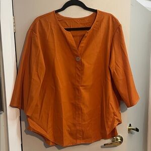 SHEIN Vibrant Orange Blouse with Button Detail